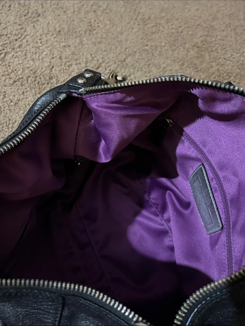 Coach Black Leather Shoulder Satchel with Silver Hardware - Picture 7 of 9
